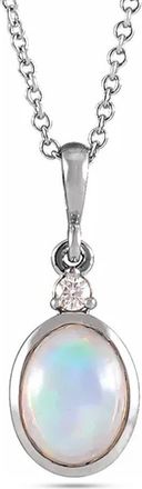 Allurez Oval Natural Onyx & Diamond Pendant Necklace 14K 2.03ct in Opal, White Gold at Nordstrom, Size 18