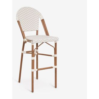 Sklum Pack De 2 Taburetes Altos Apilables Con Respaldo En Aluminio Y Rat&aacute;n Sint&eacute;tico Brielle Bistro Sklum