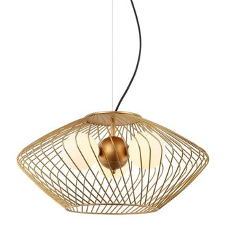 Netlighting Modern Hanging Pendant Golden 3 Light with Gold White Shade G9