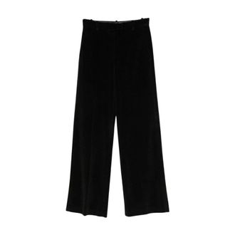 Circolo 1901 Wide Leg Velvet Broeken - Dames - Wijde Broeken - Zwart - 2XS - Katoen - Broeken