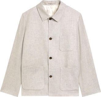 Lardini Beige Wool and Cashmere-blend Designer Overshirt UK42/XL - 52 (UK42 / XL)