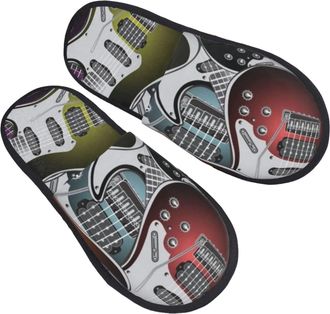 Generic Bass Guitar Rock Music Theme Men Women House Shoes Lightweight Shoes Soft House Slippers For Bedroom Winter Outdoor M