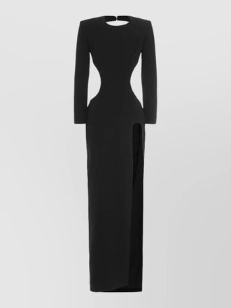 M&ocirc;not crepe dress open back shoulder pads slit