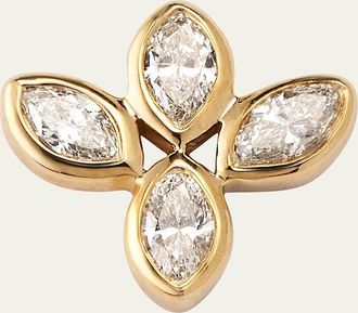 Sydney Evan 14K Yellow Gold Marquise Diamond Flower Stud Earring, Single