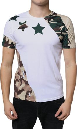 Dolce & Gabbana White Camouflage Stars Crew Neck Mens T-shirt (Pre-Owned)