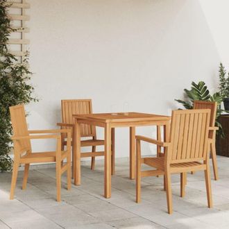 vidaXL Vidaxl - Sillas De Jard&iacute;n Apilables 4 Uds Madera De Teca 56,5x57,5x91 Cm