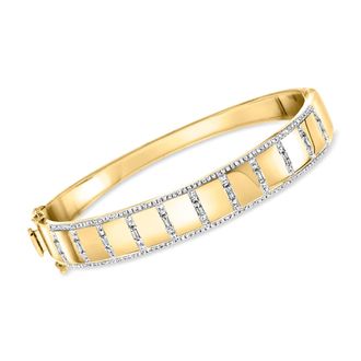 Ross-Simons Diamond Square-Pattern Bangle Bracelet in 18kt Yellow Gold