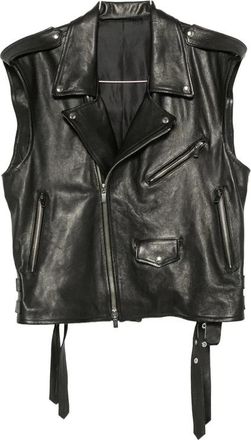 Salvatore Santoro Jassen, Heren, Zwart, L, Leer, Leren Gilet