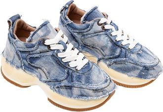 Hogan Frayed Denim Platform Sneaker