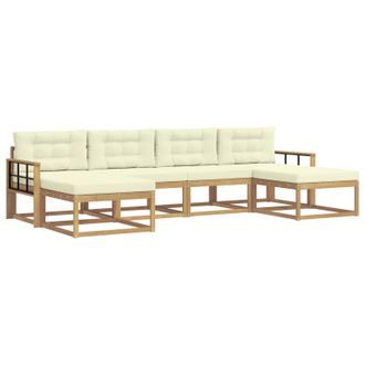 vidaXL Conjunto De Sof&aacute;s De Exterior Con Coj&iacute;n 6 Pcs Blanco Y Crema Vidaxl