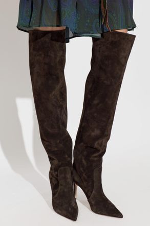 Gianvito Rossi Suede Heeled Boots Hansen, Womens, Brown