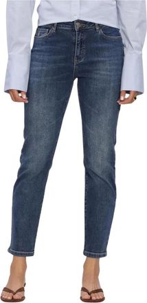 Janice Jeans, Dames, Blauw, W28, Katoen, Mom Jeans Mid Rise Cooper