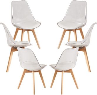 Regalos Miguel Regalos Miguel - Packs Sillas Comedor - Pack 6 Sillas Synk Transparente Asiento - Blanco