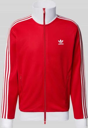 adidas Originals Sweatjacke mit Stehkragen und Reißverschlusstaschen in Rot, Größe XS