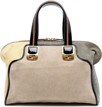 Fendi Borsa a tracolla Chameleon cin tela con design color-block 2010-2025 - Marrone