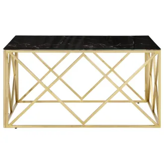 Berkfield Home Modern Coffee Table Gold Stainless Steel & Tempered Glass