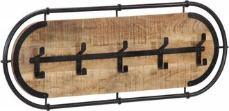 vidaXL Perchero de pared con 5 ganchos madera maciza de mango rugosa Vidaxl