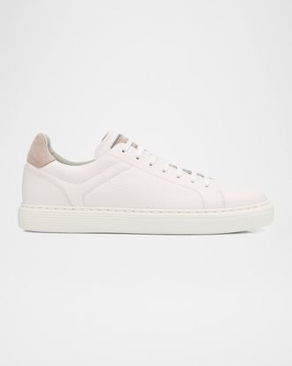 Brunello Cucinelli Men & apos;s Grained Calfskin Low-Top Sneakers