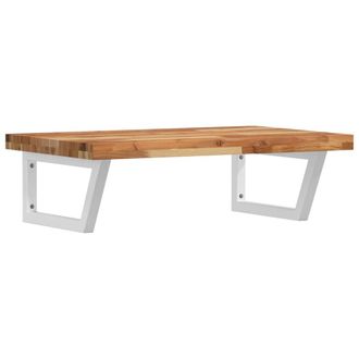Berkfield Home Basin Shelf Wall Mounted Steel & Solid Wood Acacia in Brown