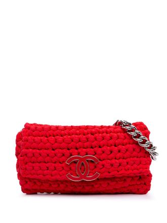 Chanel 2014 Neoprene Fancy Crochet Flap shoulder bag - Red