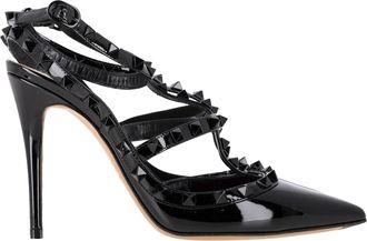 Valentino Pre-owned Womens Rockstud Cage Sandals In Black Patent Leather - Size EU 38