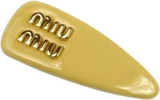 Miu Miu Pre-owned Hair Clip - Dames - Vintage Accessoires - Geel - ONE Size - Leer - Vintage