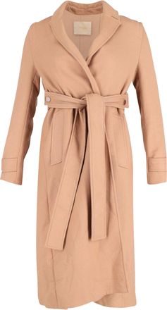 Maje Gump Pleated Trench Coat in Beige Polyester
