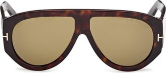 Tom Ford Bronson 60mm Aviator Sunglasses in Classic Dark Havana/Green at Nordstrom
