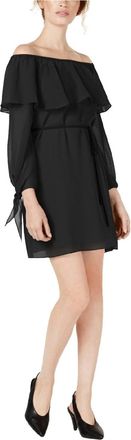 Maison Jules Womens Ruffled Off The Shoulder Dress Black Size X-Small