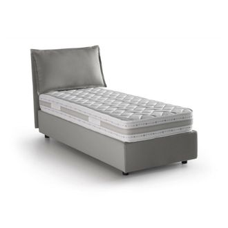 Dmora Cama Individual Dloset, Cama Contenedor Con Revestimiento De Tela, 100% Made In Italy, Apertura Frontal, Con Colch&oacute;n Cm 90x190 Incluido, Gris - Dmora