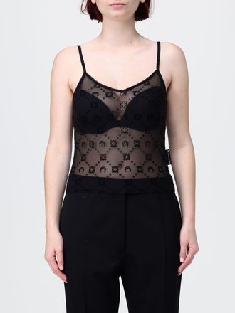 Marine Serre Top in tulle con logo all-over