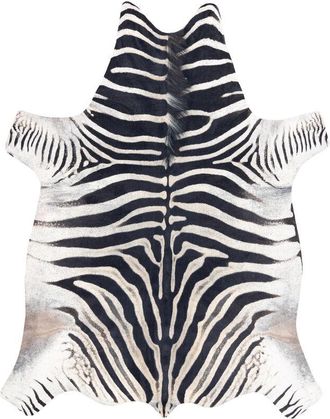 RugsX Rugsx - Alfombra Cuero De Vaca Artificial, Cebra G5128-1 Blanco Cuero Negro Multicolour 155x195 Cm