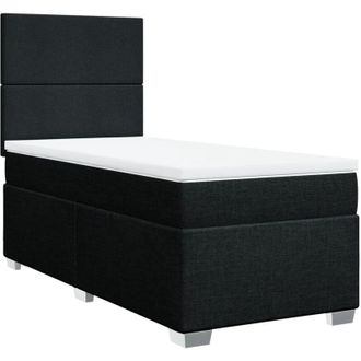 vidaXL Cama Box Spring Con Colch&oacute;n Tela Negro 100x200 Cm Vidaxl