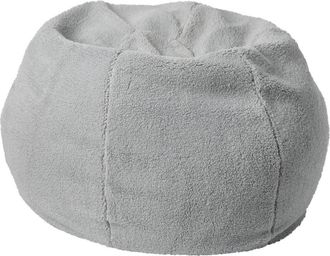 Flash Furniture Dillon Small Gray Faux Sherpa Refillable Bean Bag Chair for Kids and Teens