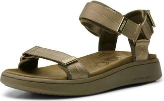 Woden Womens Line Sandal In Dark Olive