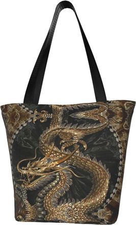 AOOEDM Tote Bag Dragon Shopping Bags Small Reusable Market Bag Beach Tote Bags Travel Totes