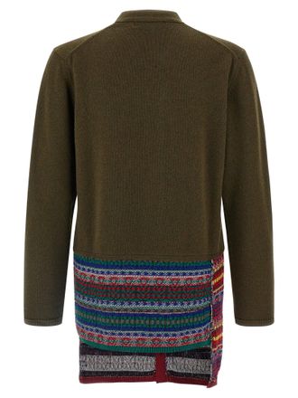 Comme Des Gar&ccedil;ons Jacquard Insert Cardigan - olive