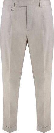 Paolo Pecora Broeken, Heren, Beige, L, Polyester, Slim Fit Chino Broek met Oprolbare Manchetten