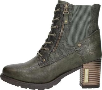 Mustang Veterschoenen Hak - Dames - Laarzen met Hak - Groen - 42 EU - Schoenen