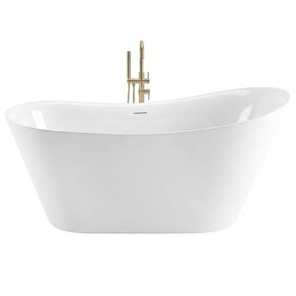 Rea Ba&ntilde;era De Pie Rea Lusso Slim 170 White With Brushed Copper Plug Cap