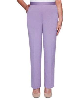 Alfred Dunner Womens Petite Loire Valley Straight-Leg Pants Purple Size 22X5