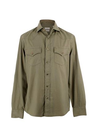 Brunello Cucinelli Khaki Cotton Button-down Shirt Size M
