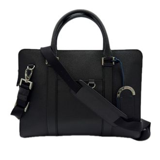 Bulgari Black Blue Leather Briefcase (Pre-Owned)