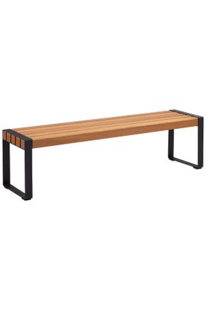 ambia GARDEN Gartenbank, Schwarz, Teakfarben, Holz, Metall, Eukalyptusholz, vollmassiv, 170x45x41 cm, Holzm&ouml;bel, Sitzgelegenheiten Holz, Holzb&auml;nke, Gartenb&auml;nke Hol
