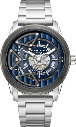 Kenneth Cole Skeleton Automatic Bracelet Watch, 44mm in Silver at Nordstrom
