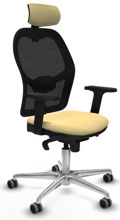 Piqueras y Crespo Piqueras Y Crespo - Jorquera Sincro Malla Negra Similpiel Crema Brazos 2d Base Aluminio Cabecero 2d Ruedas 65mm Engomada