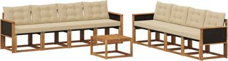 vidaXL Conjunto De Sof&aacute;s De Exterior 9 Uds. Natural Y Beige Vidaxl