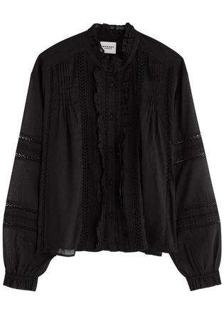 Isabel Marant Isabel Marant étoile Valda Lace-trimmed Cotton Blouse - Black - 36 (UK8 / S)