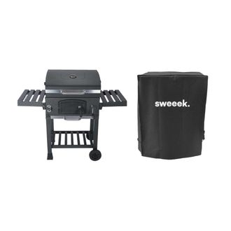 Sweeek Parrilla de carb&oacute;n con funda, negro