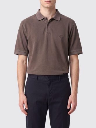 Herno Slim Fit Short-Sleeve Cotton Polo Shirt with Ribbed Collar